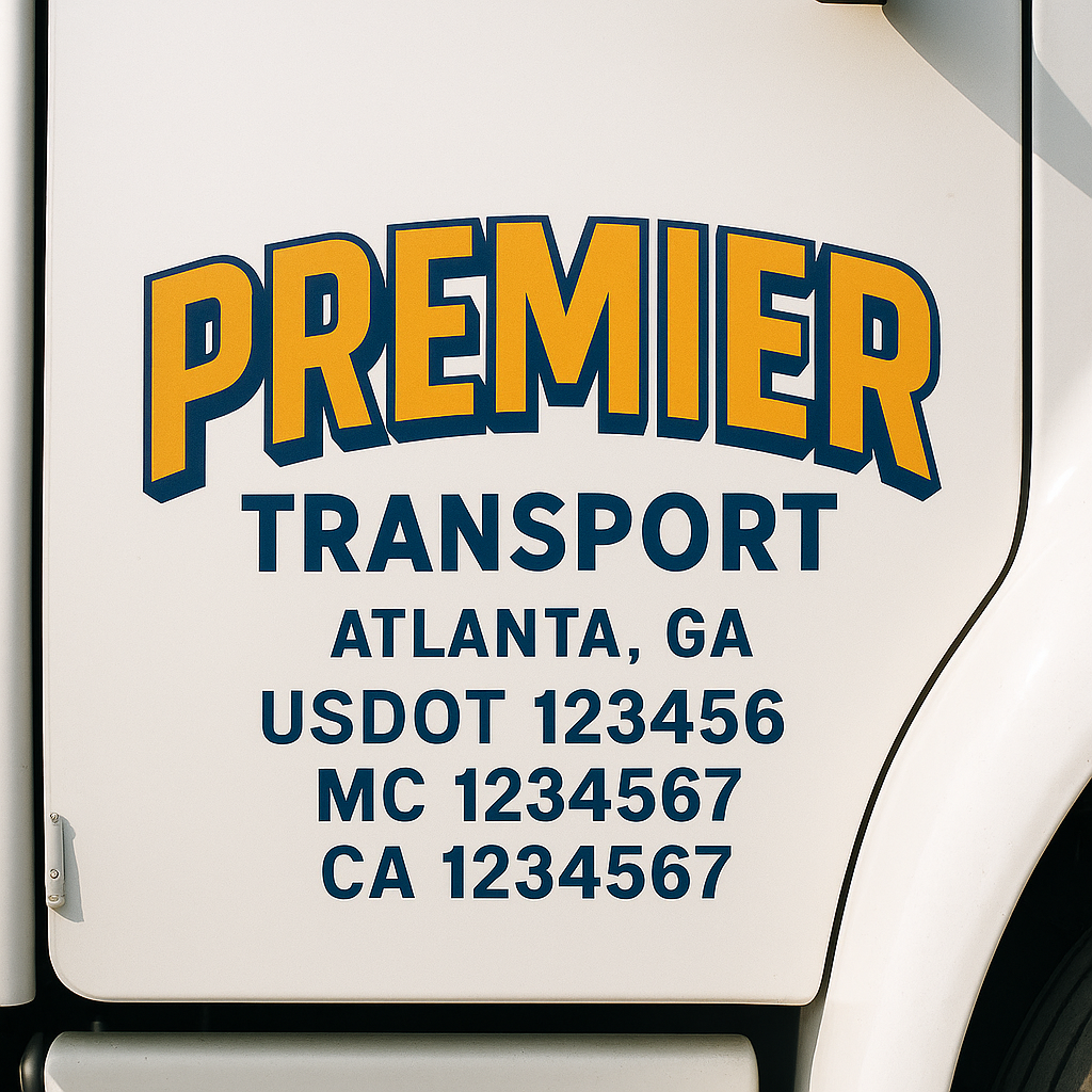 Custom Truck Door Decal Sticker Label Signs For Compliance | USDOT Truck Door Decal Lettering For Trucking & Transport Companies