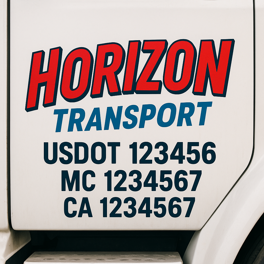 Custom Truck Door Decal Sticker Label Signs For Compliance | USDOT Truck Door Decal Lettering For Trucking & Transport Companies