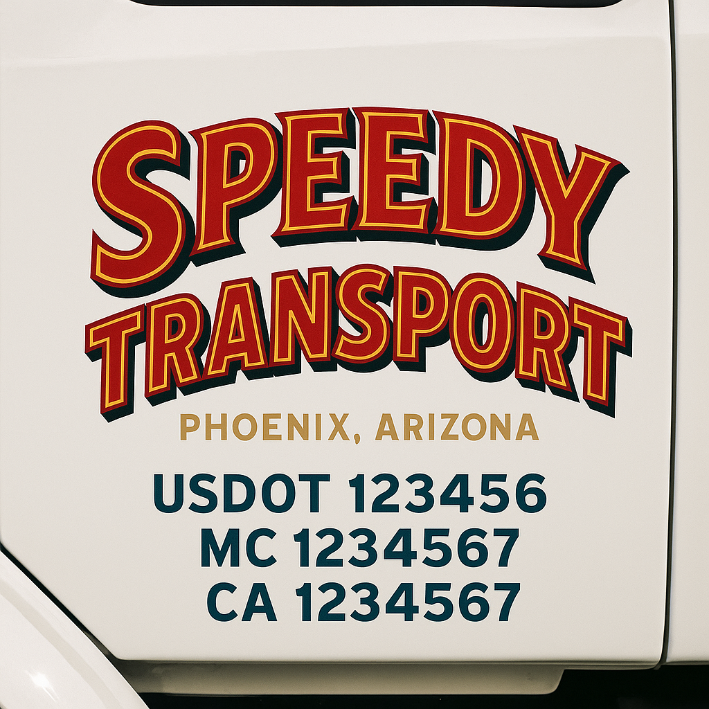 Custom Truck Door Decal Sticker Label Signs For Compliance | USDOT Truck Door Decal Lettering For Trucking & Transport Companies