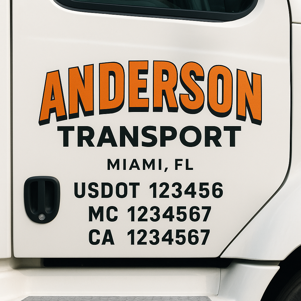 Custom Truck Door Decal Sticker Label Signs For Compliance | USDOT Truck Door Decal Lettering For Trucking & Transport Companies