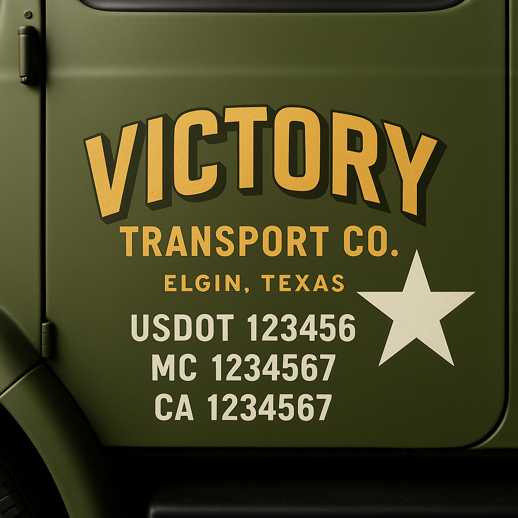 Custom Truck Door Decal Sticker Label Signs For Compliance | USDOT Truck Door Decal Lettering For Trucking & Transport Companies