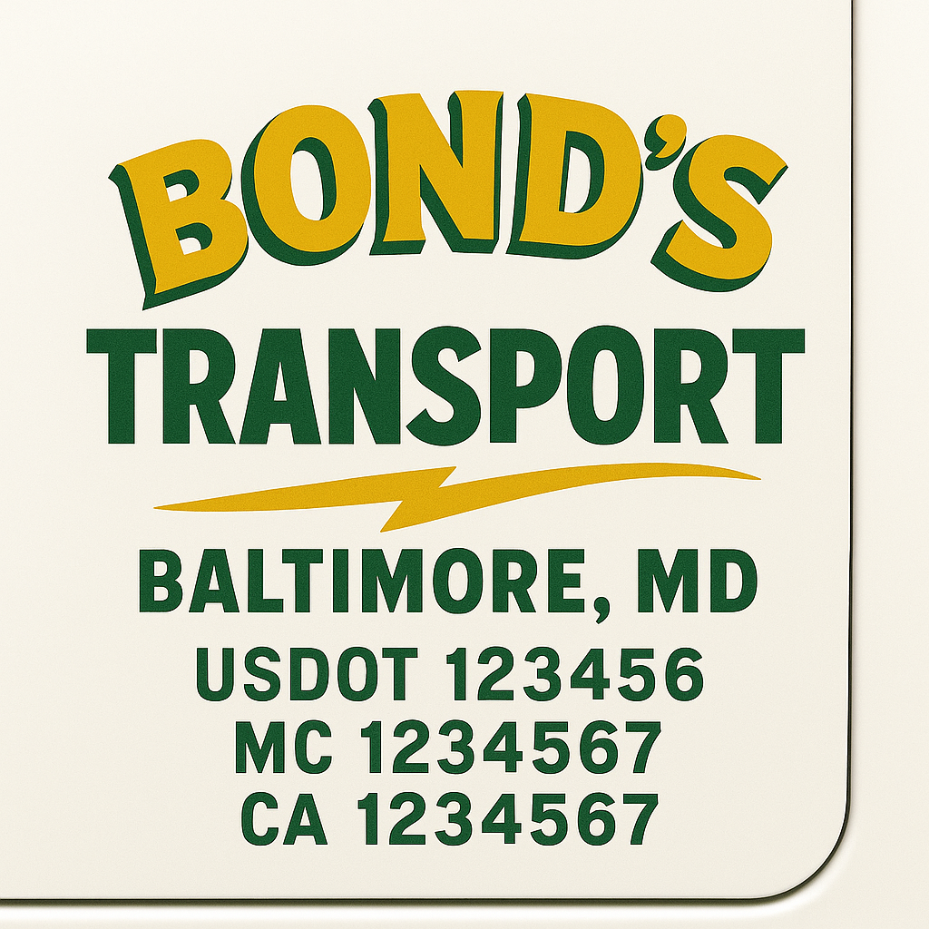 Custom Truck Door Decal Sticker Label Signs For Compliance | USDOT Truck Door Decal Lettering For Trucking & Transport Companies