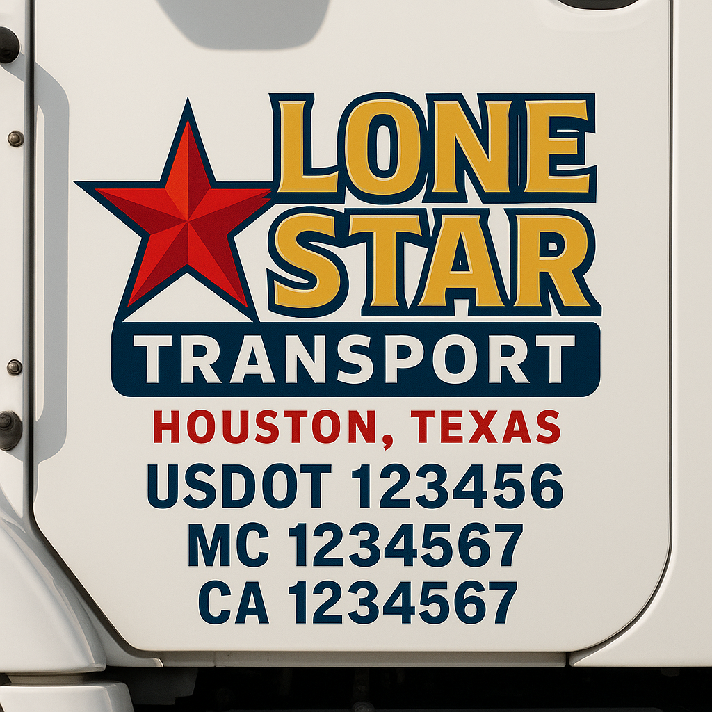 Custom Truck Door Decal Sticker Label Signs For Compliance | USDOT Truck Door Decal Lettering For Trucking & Transport Companies