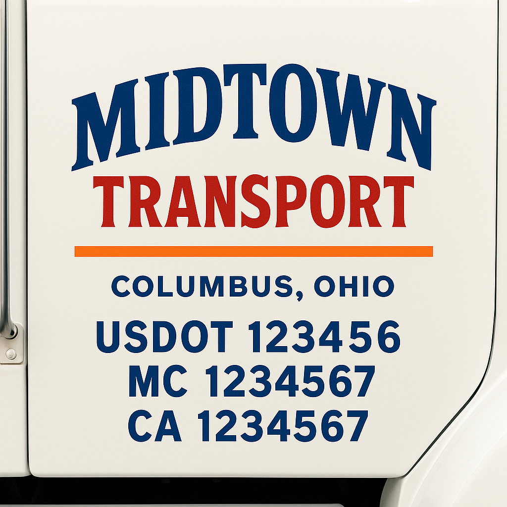 Custom Truck Door Decal Sticker Label Signs For Compliance | USDOT Truck Door Decal Lettering For Trucking & Transport Companies