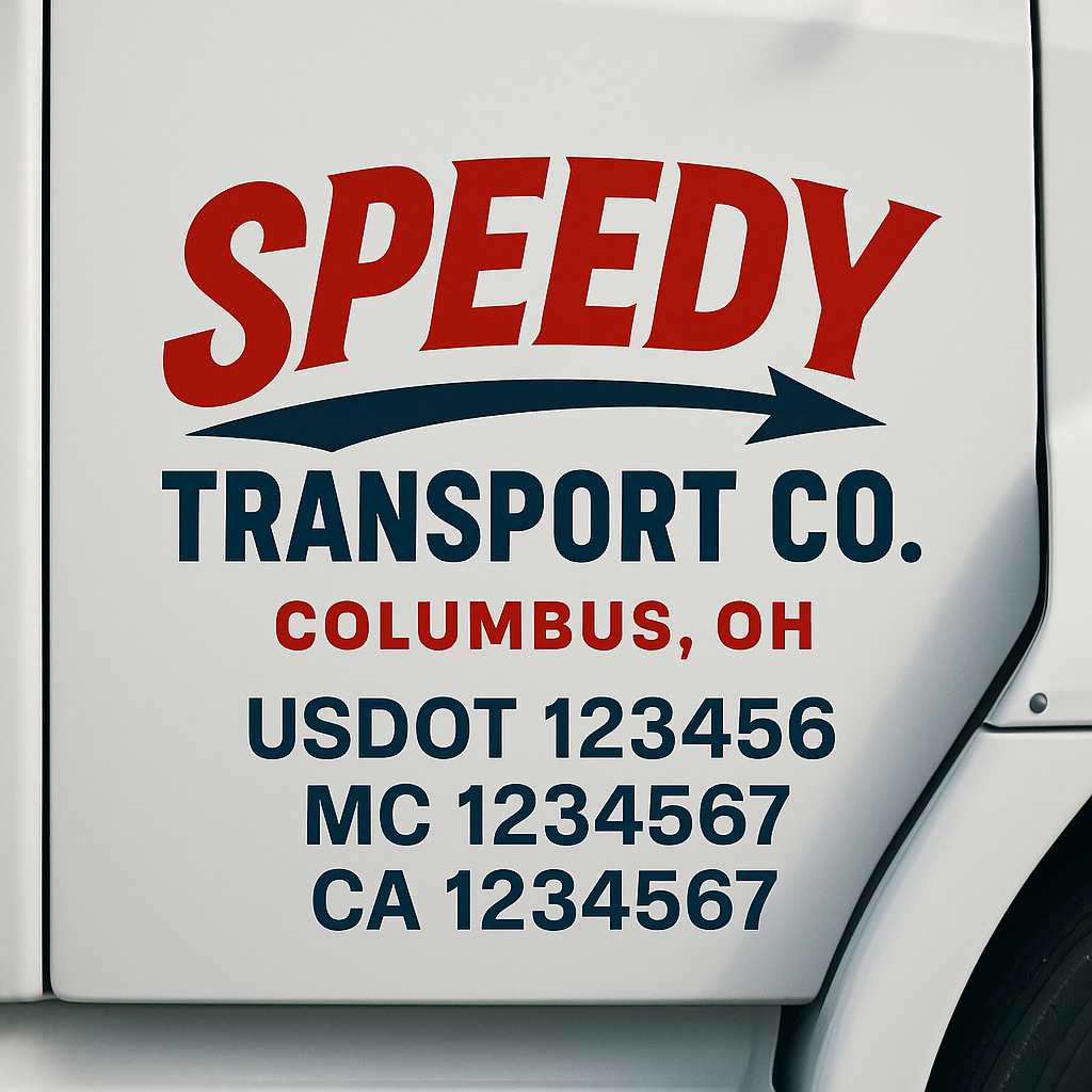 Custom Truck Door Decal Sticker Label Signs For Compliance | USDOT Truck Door Decal Lettering For Trucking & Transport Companies