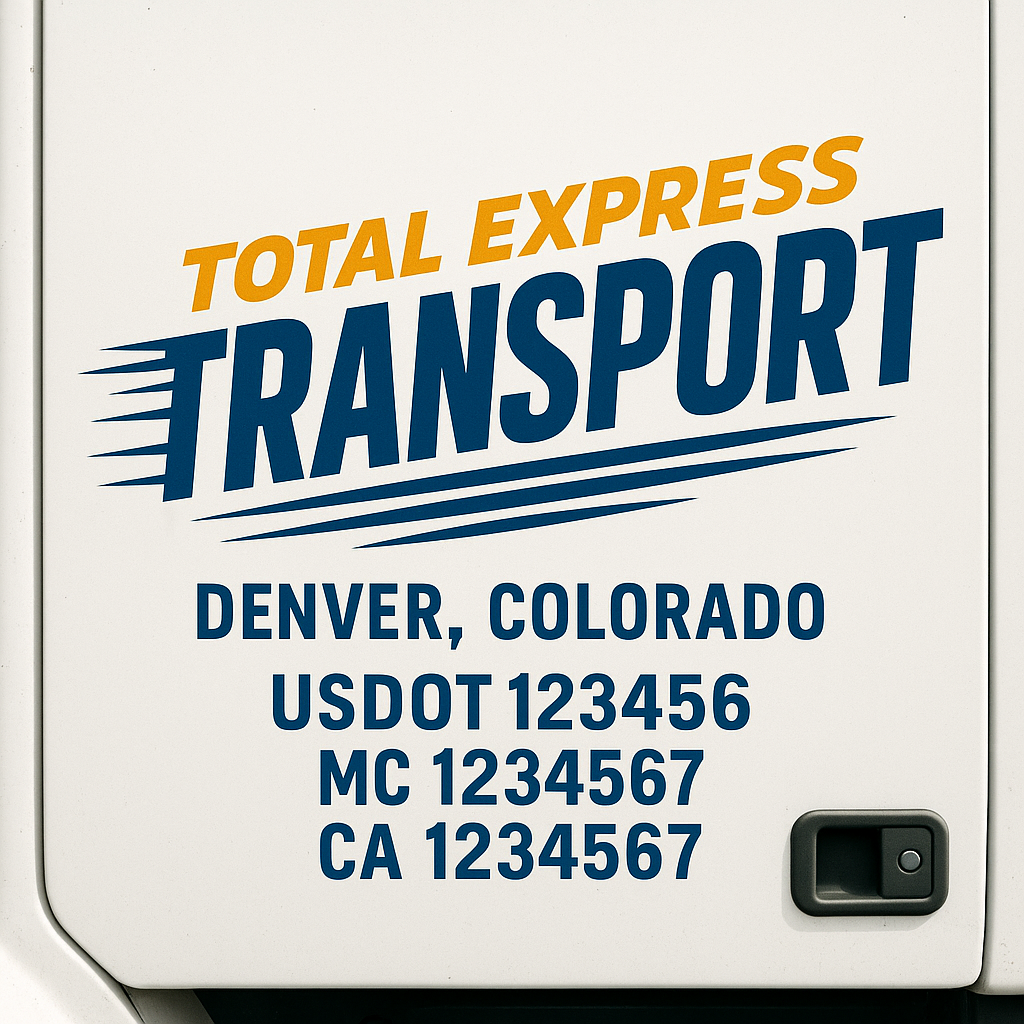 Custom Truck Door Decal Sticker Label Signs For Compliance | USDOT Truck Door Decal Lettering For Trucking & Transport Companies