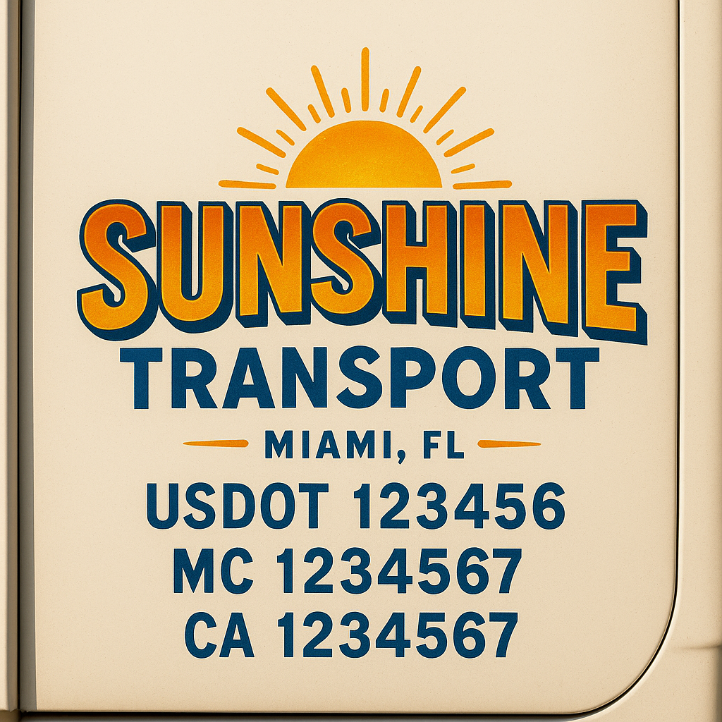 Custom Truck Door Decal Sticker Label Signs For Compliance | USDOT Truck Door Decal Lettering For Trucking & Transport Companies