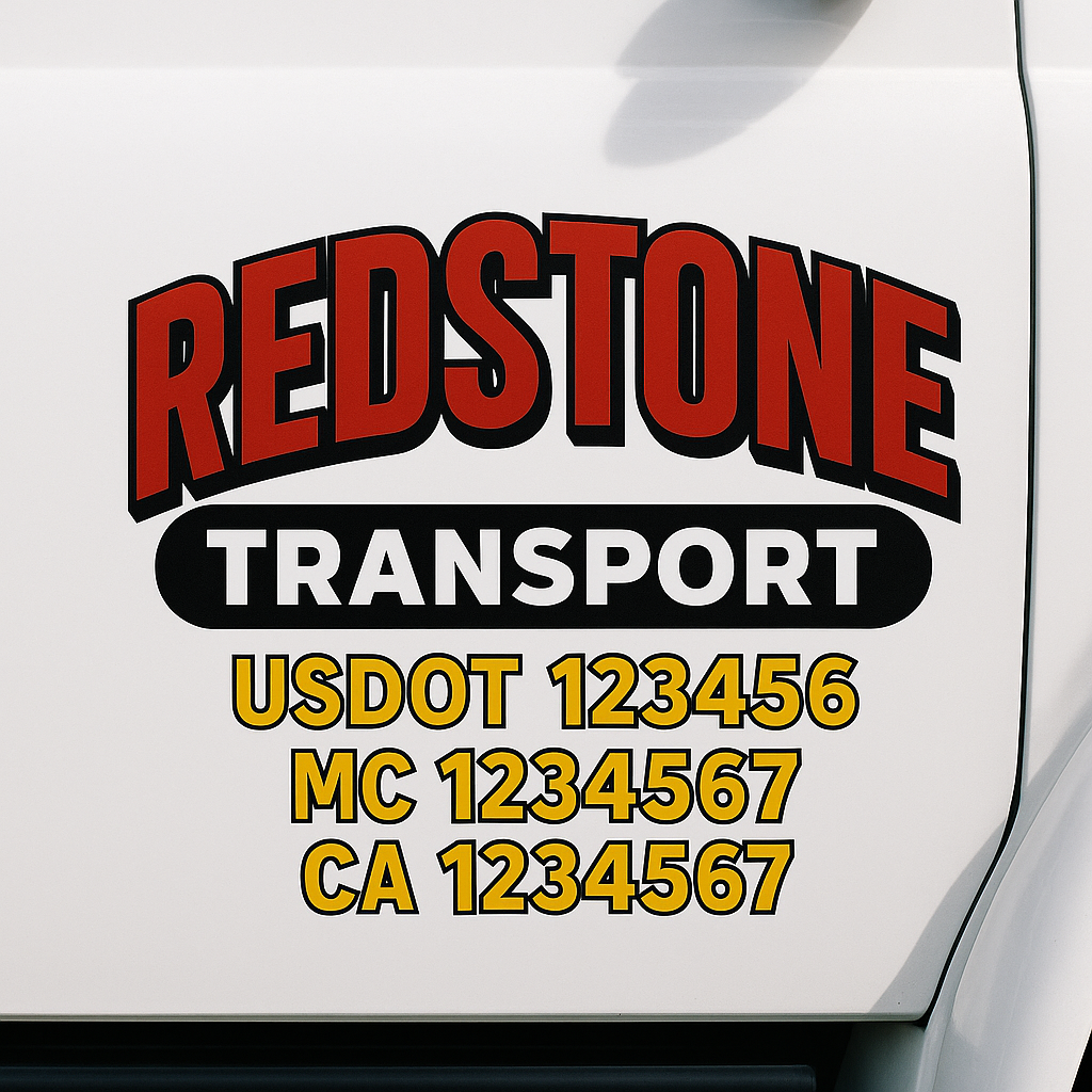 Custom Truck Door Decal Sticker Label Signs For Compliance | USDOT Truck Door Decal Lettering For Trucking & Transport Companies