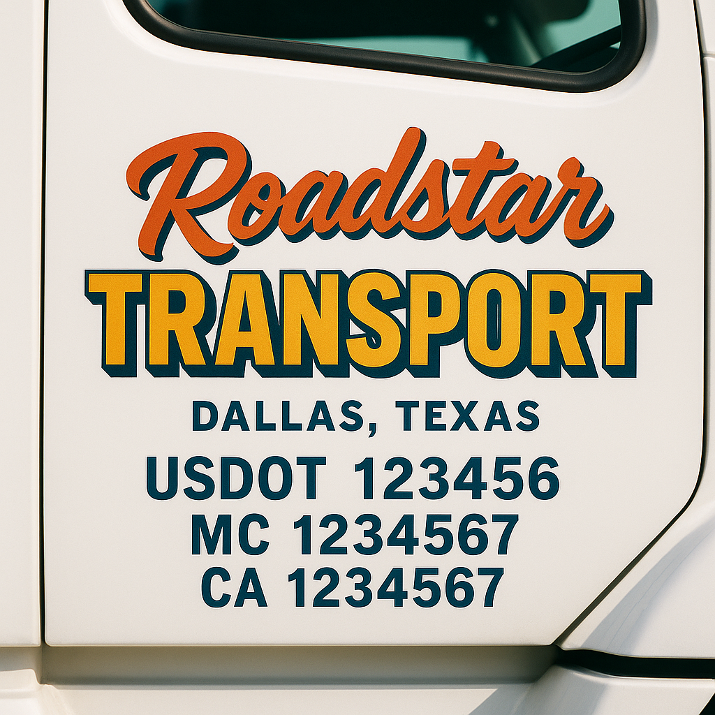 Custom Truck Door Decal Sticker Label Signs For Compliance | USDOT Truck Door Decal Lettering For Trucking & Transport Companies