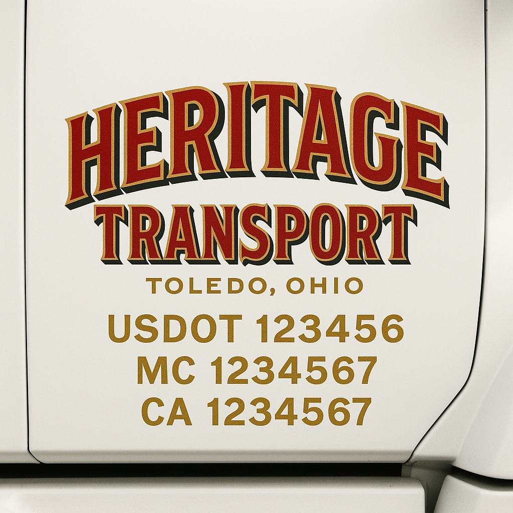 Custom Truck Door Decal Sticker Label Signs For Compliance | USDOT Truck Door Decal Lettering For Trucking & Transport Companies