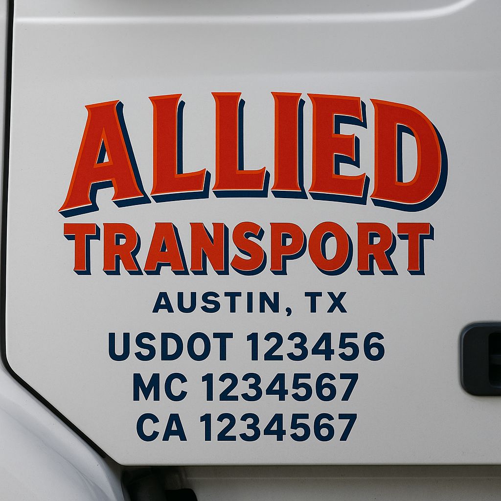 Custom Truck Door Decal Sticker Label Signs For Compliance | USDOT Truck Door Decal Lettering For Trucking & Transport Companies