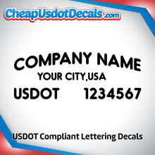 Load image into Gallery viewer, Arched Company Name with Origin &amp; USDOT Number Sticker Decal (Set of 2)
