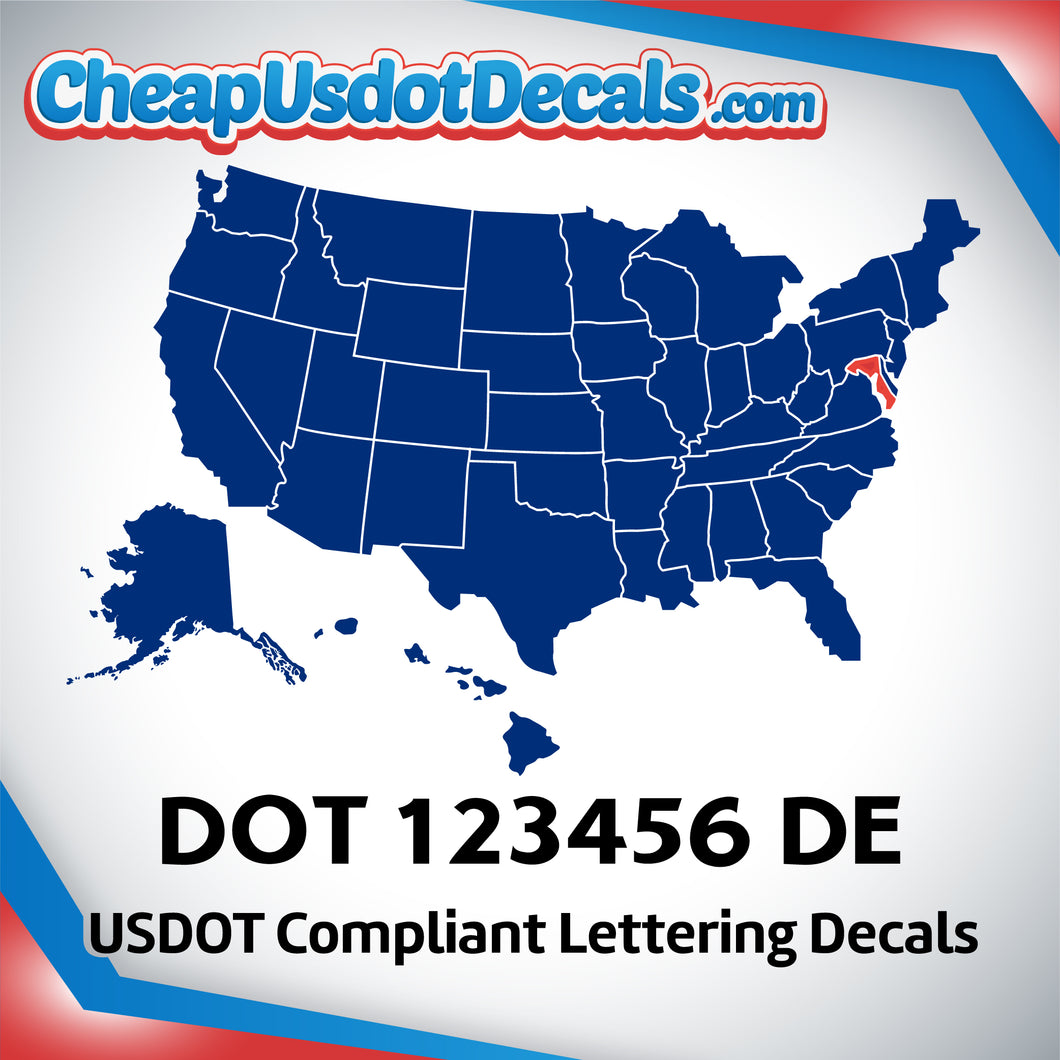 USDOT Number Decal Sticker Delaware (Set of 2)