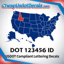Load image into Gallery viewer, USDOT Number Decal Sticker Idaho (Set of 2)
