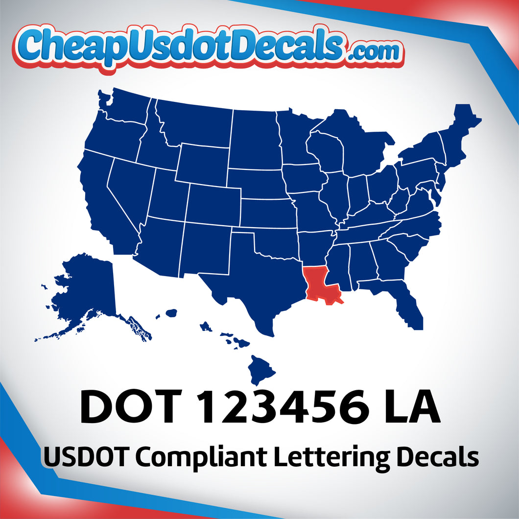 USDOT Number Decal Sticker Louisiana (Set of 2)