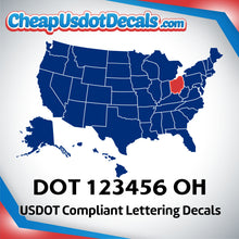 Load image into Gallery viewer, USDOT Number Decal Sticker Ohio (Set of 2)

