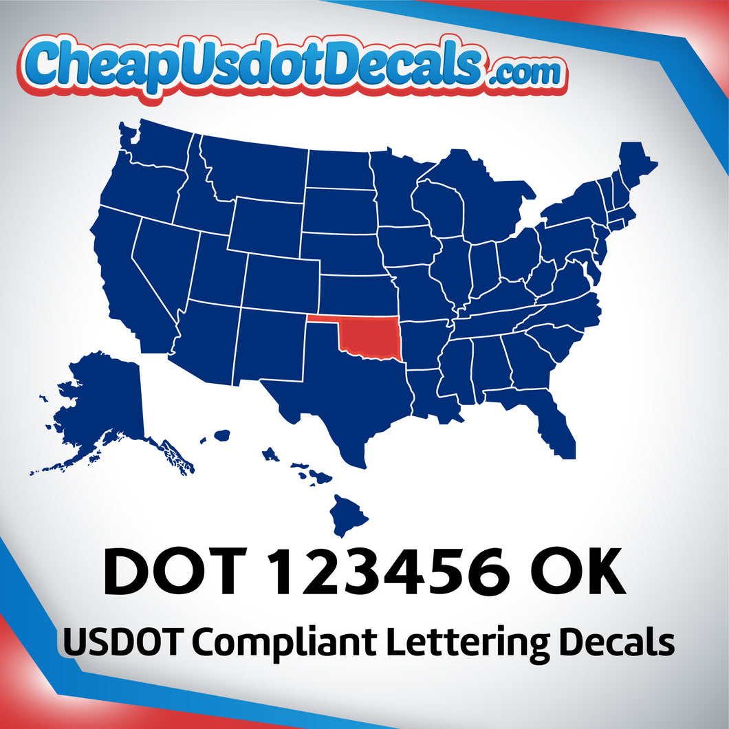 USDOT Number Decal Sticker Oklahoma (Set of 2)