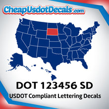 Load image into Gallery viewer, USDOT Number Decal Sticker South Dakota (Set of 2)

