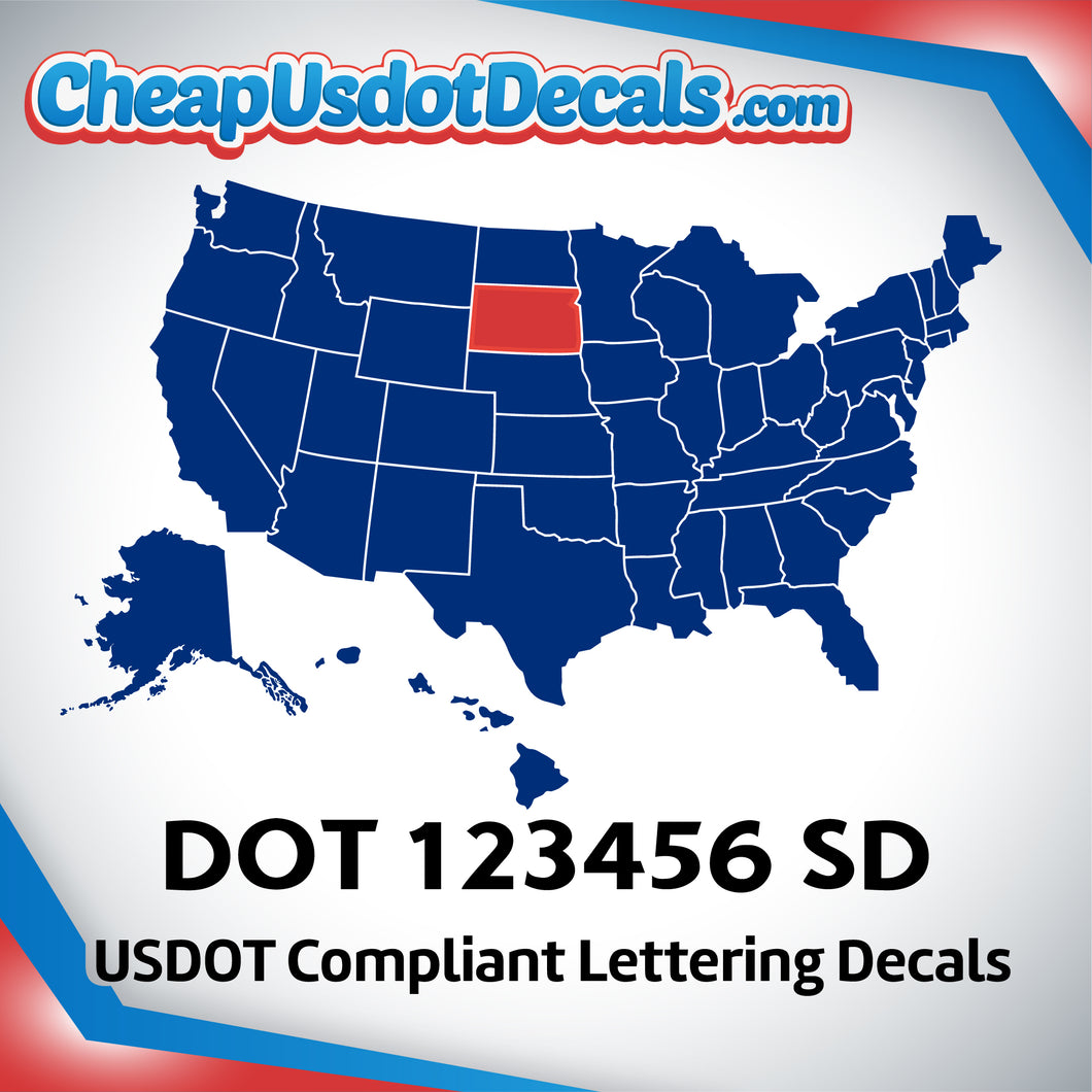 USDOT Number Decal Sticker South Dakota (Set of 2)