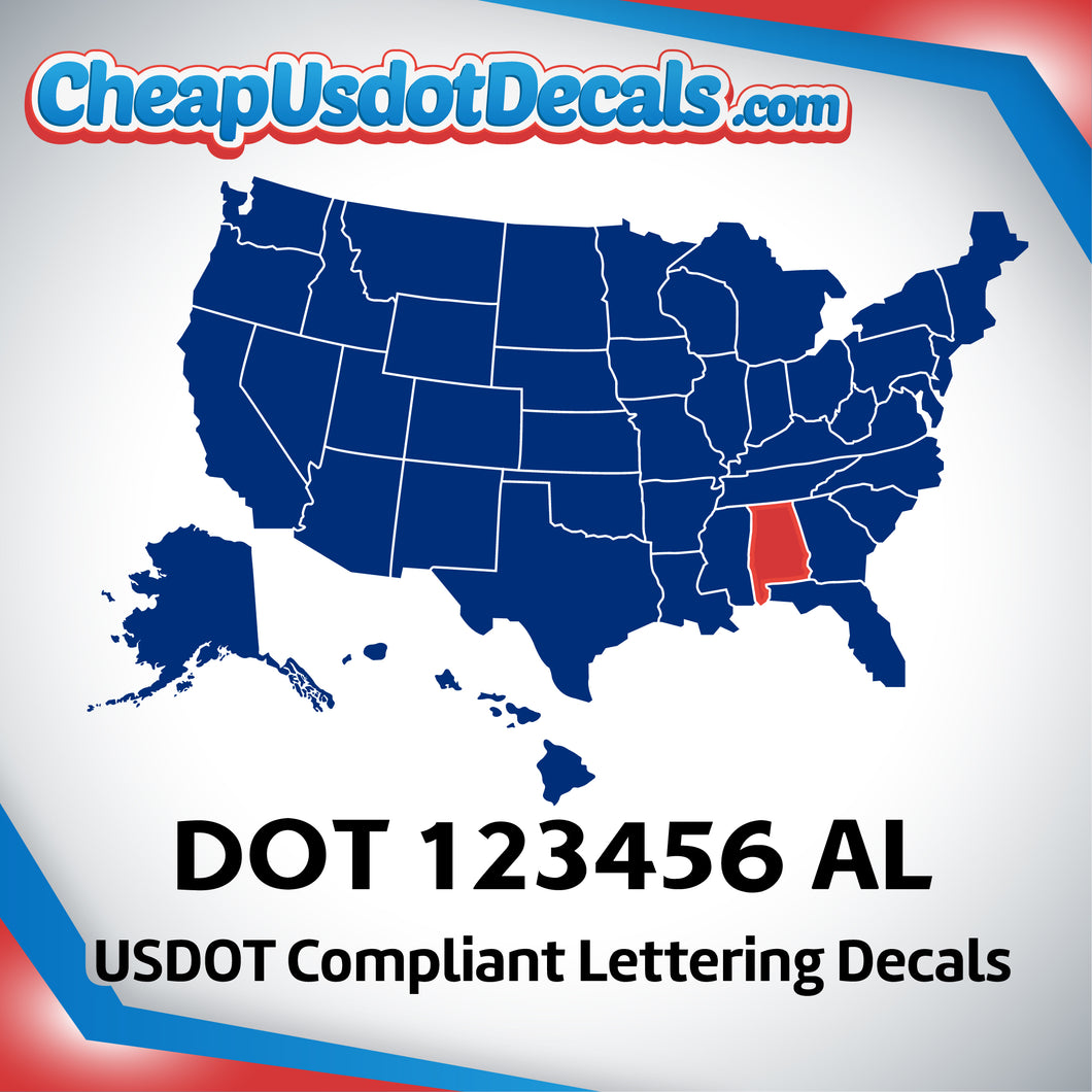 USDOT Number Decal Sticker Alabama (Set of 2)