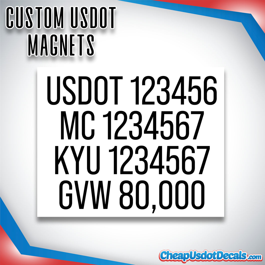 usdot mc kyu gvw magnets