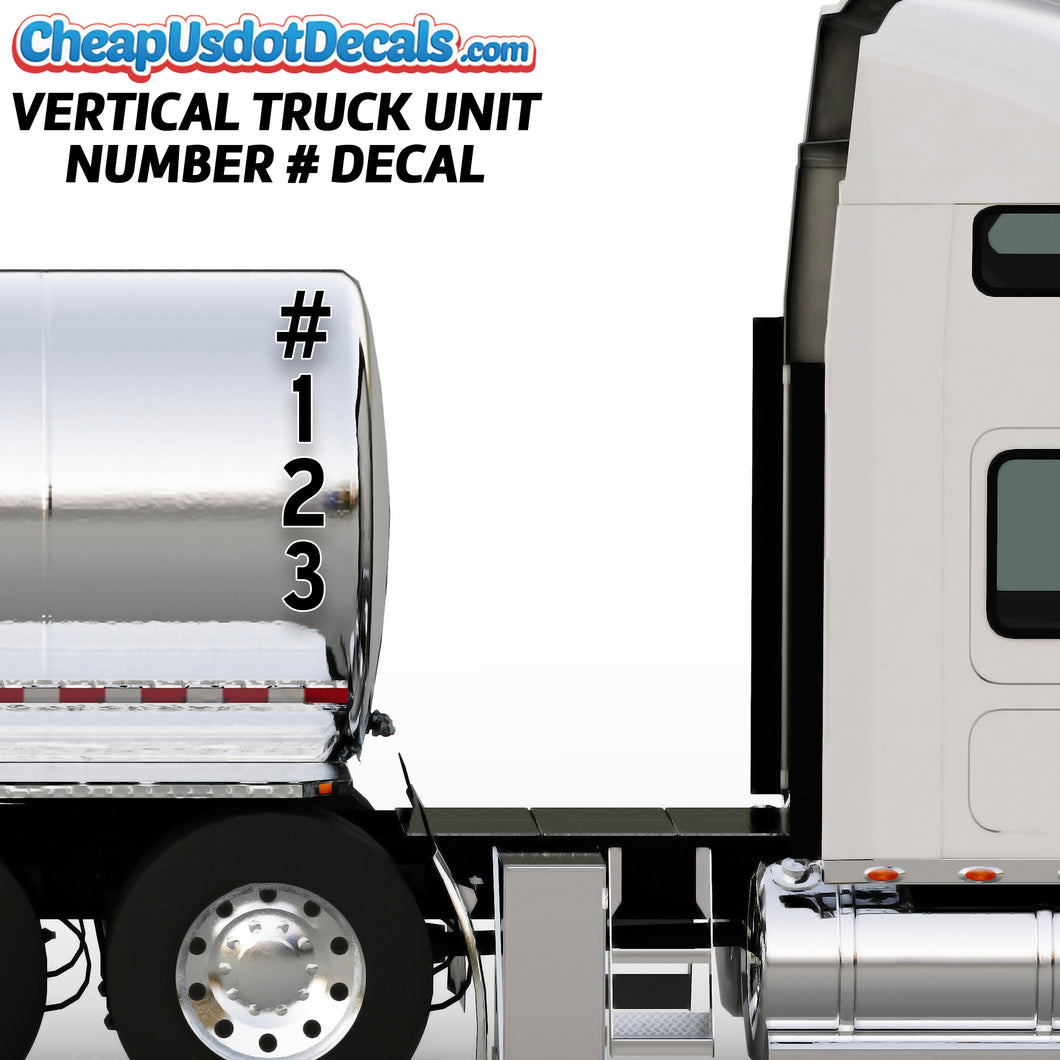 vertical truck unit number decal